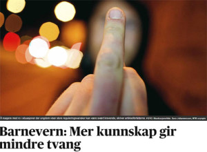 Faksimile av kronikken "Barnevern: Mer kunnskap gir mindre tvang" i Aftenposten 9. februar 2015.